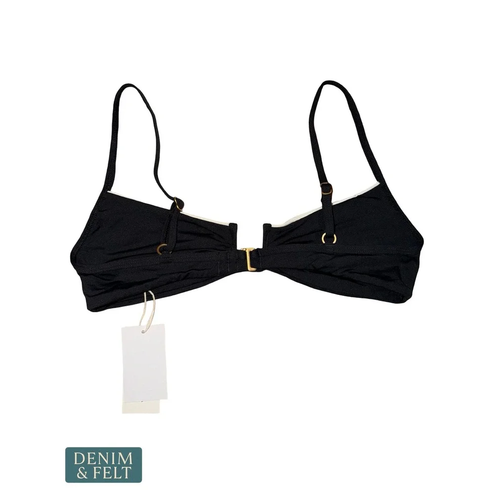 NEW L*Space Peyton Bikini Top Black Cream U-Wire Bralette Adjustable Swimwear
